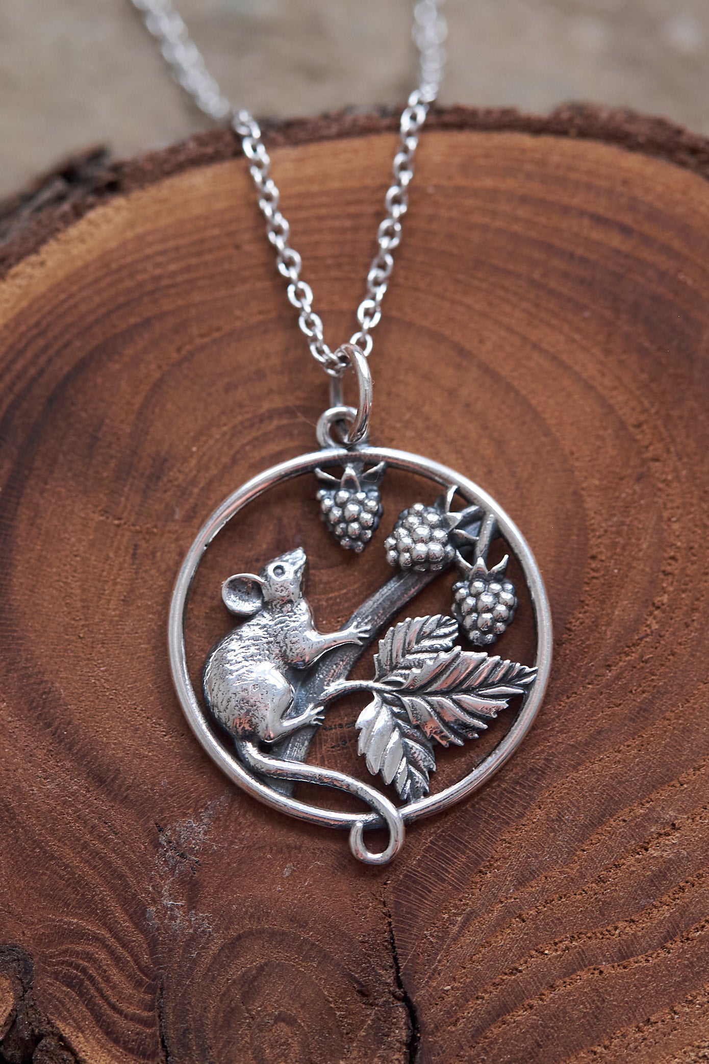 Blackberry Thief Sterling Silver Necklace