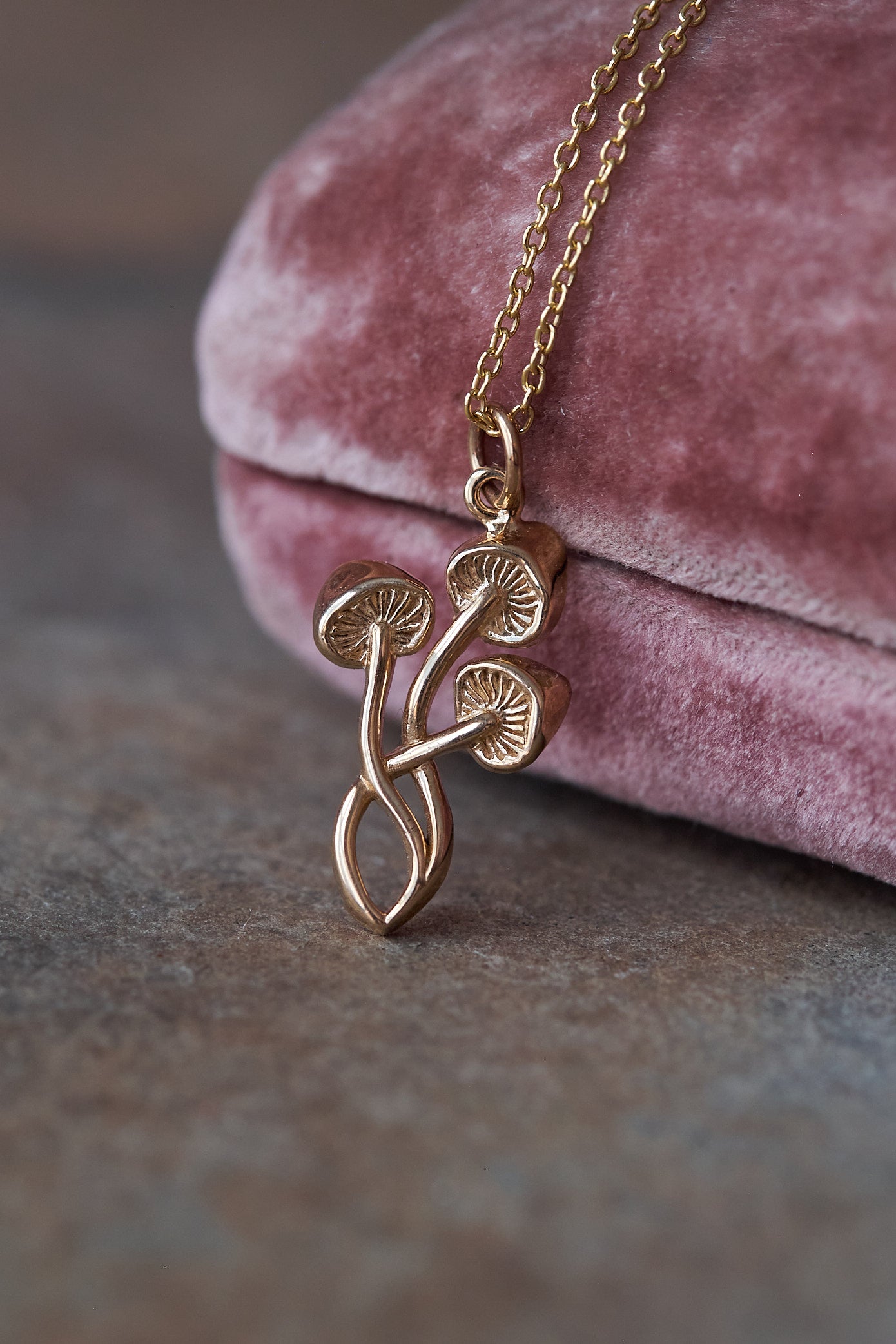 Forager Mushroom cluster Necklace: Gold or Silver