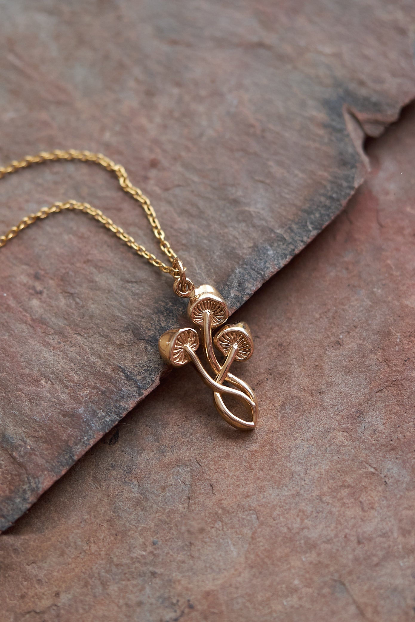 Forager Mushroom cluster Necklace: Gold or Silver