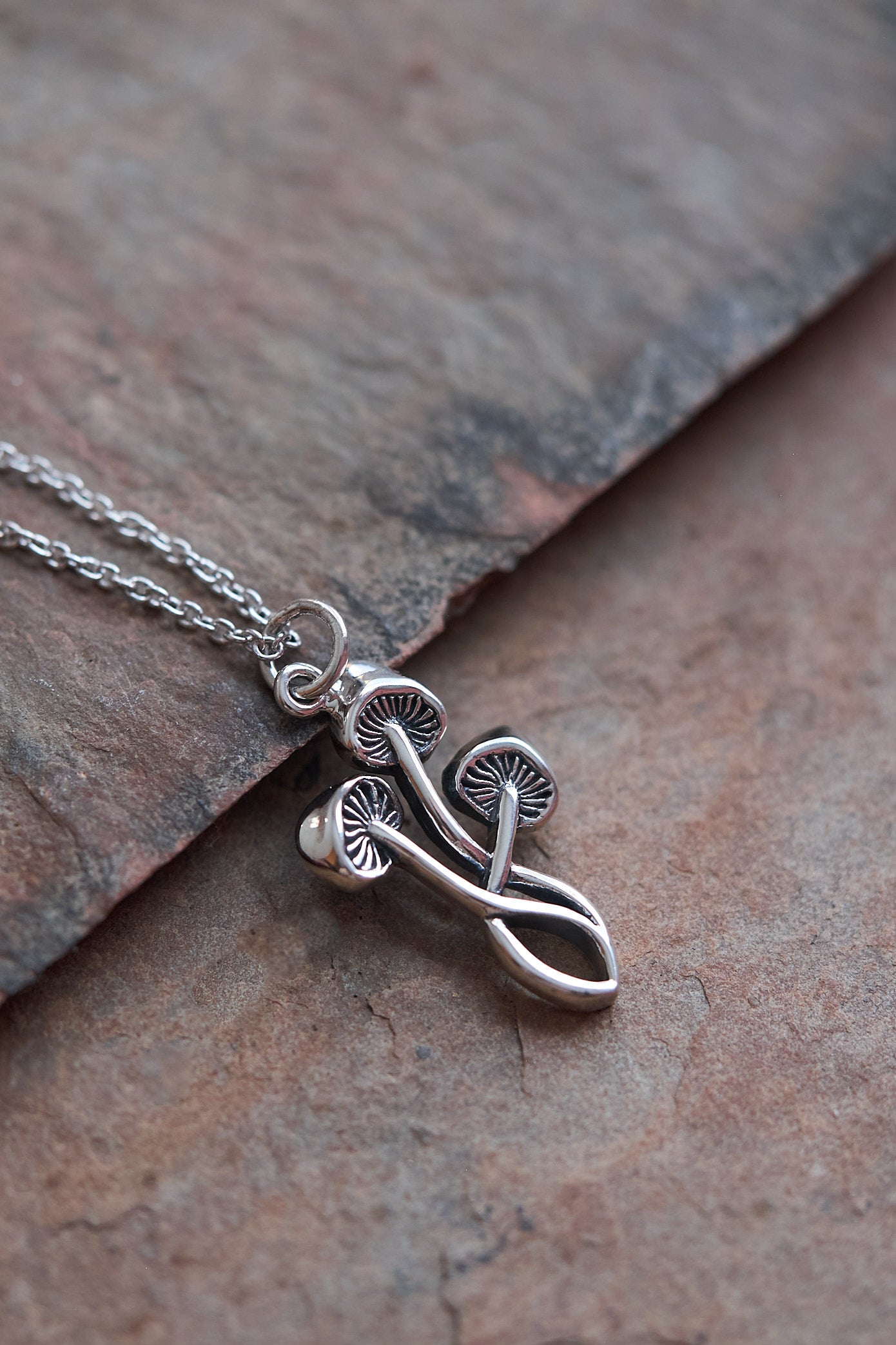 Forager Mushroom cluster Necklace: Gold or Silver