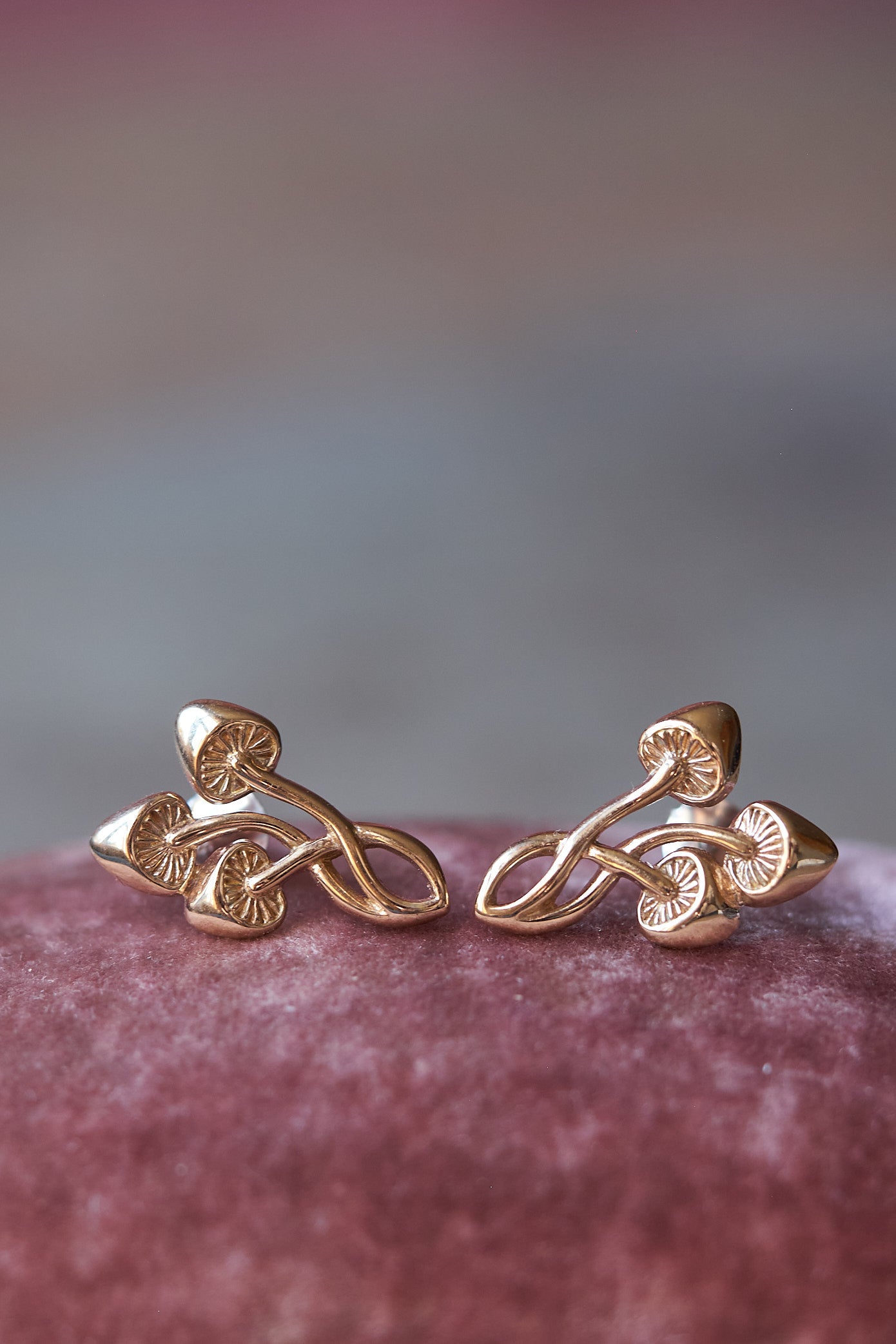 Forager Mushroom Cluster Earrings in Bronze or Silver