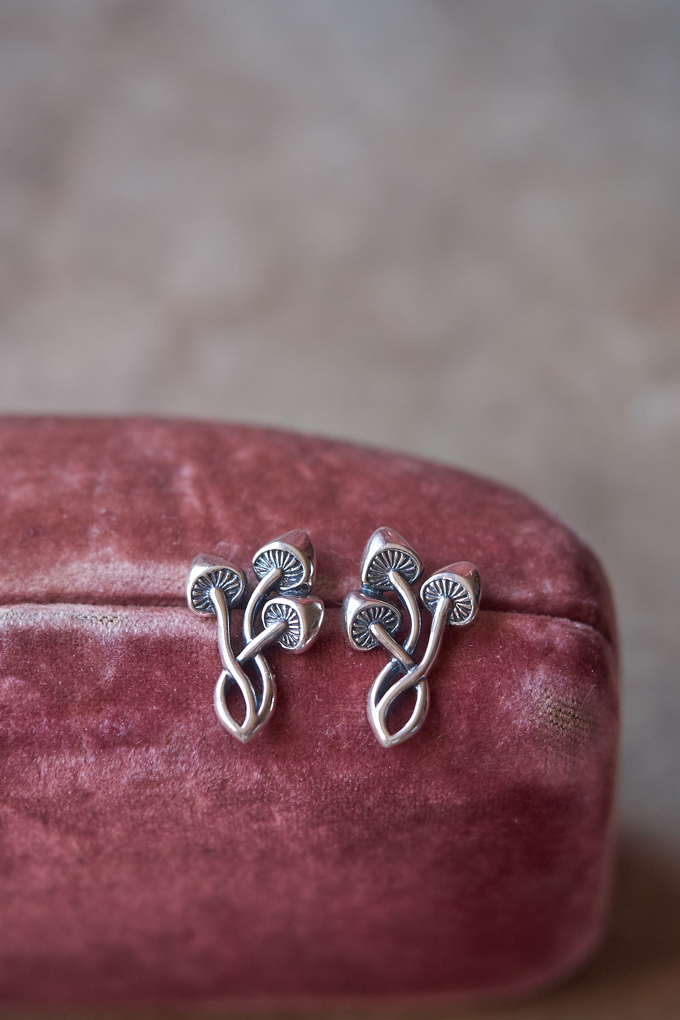 Forager Mushroom Cluster Earrings in Bronze or Silver