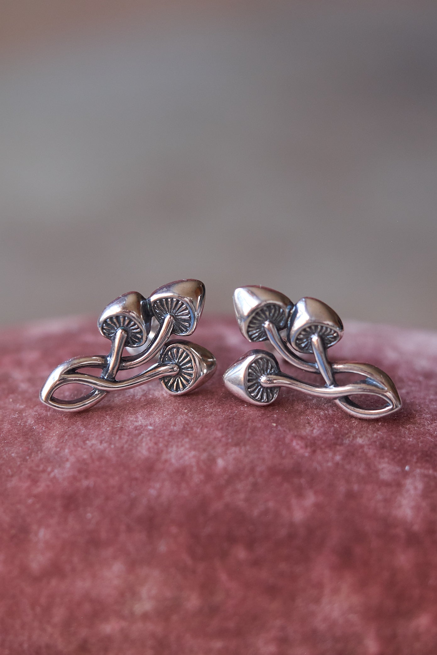 Forager Mushroom Cluster Earrings in Bronze or Silver