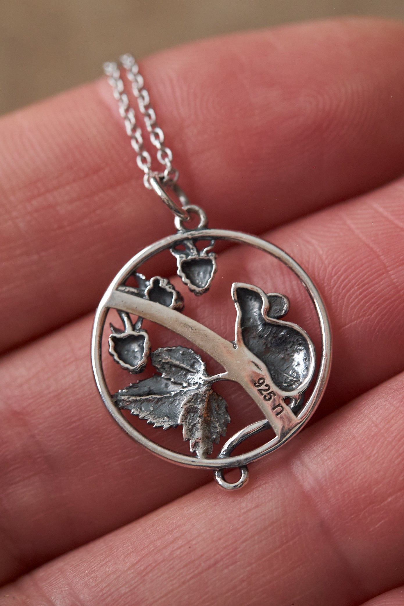 Blackberry Thief Sterling Silver Necklace