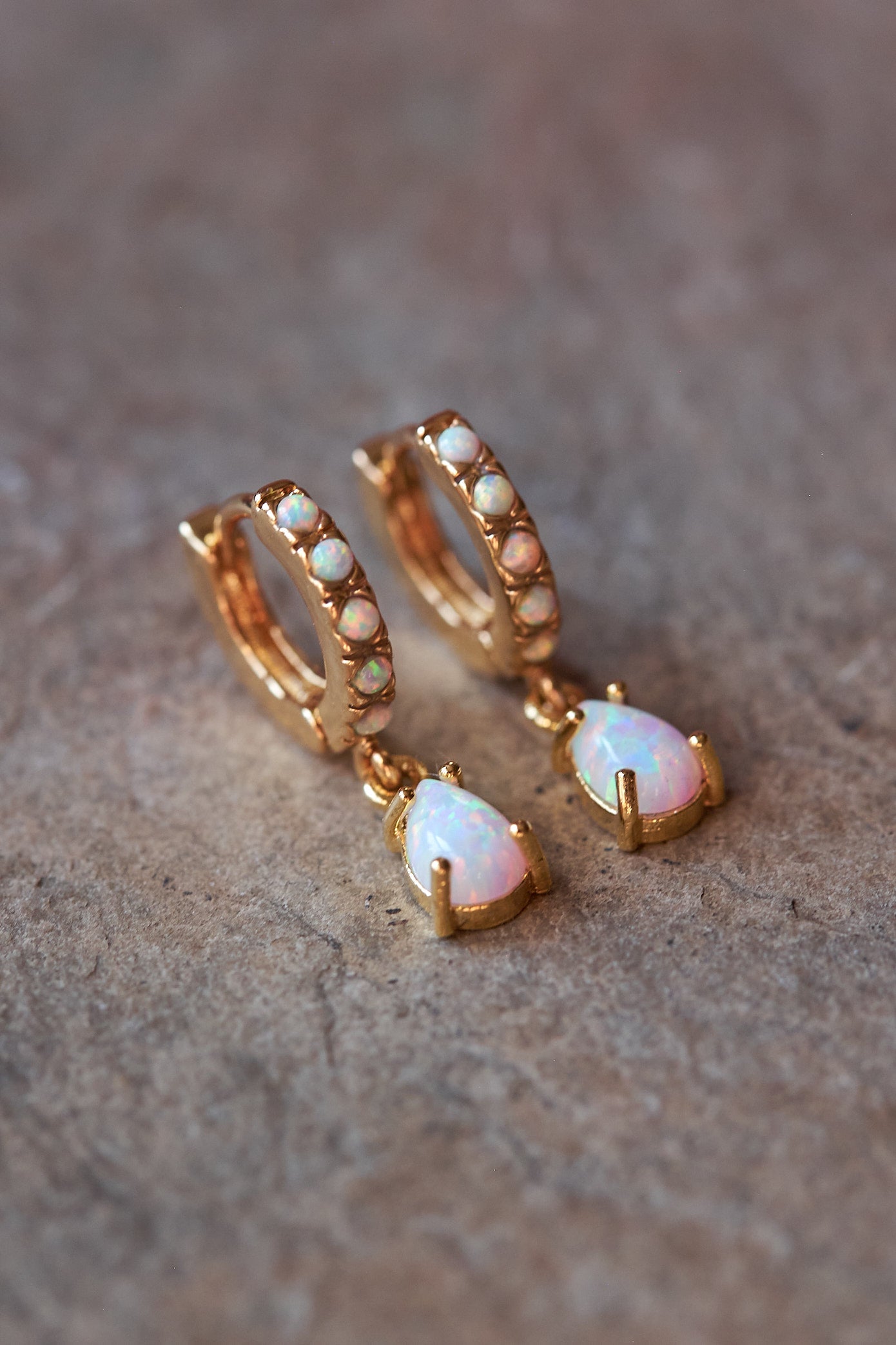 Opal Huggie Drop Earrings