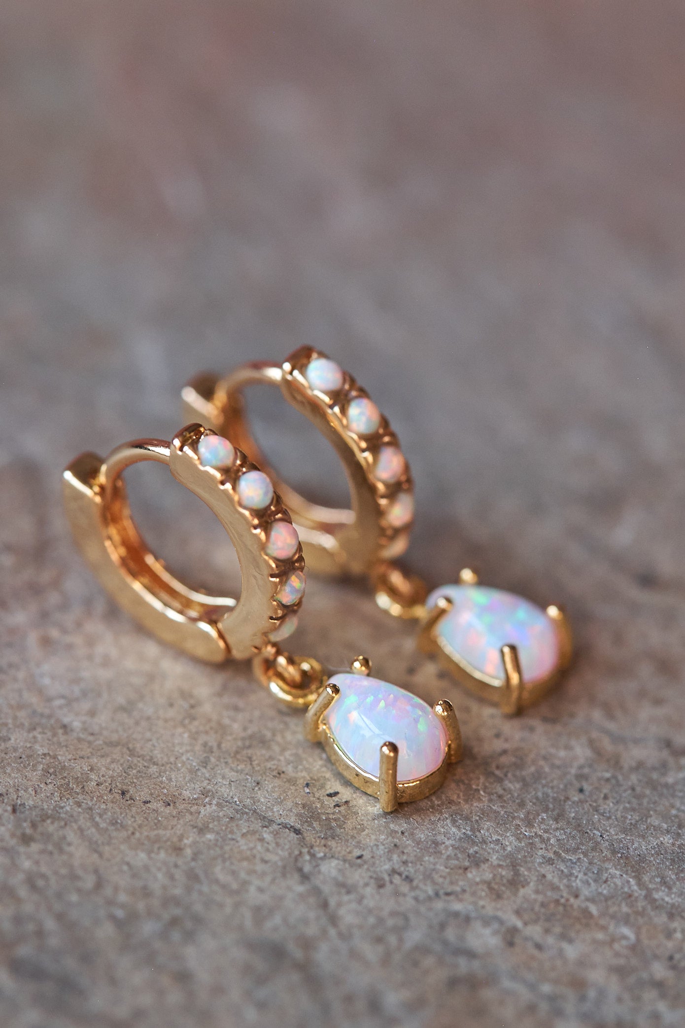Opal Huggie Drop Earrings