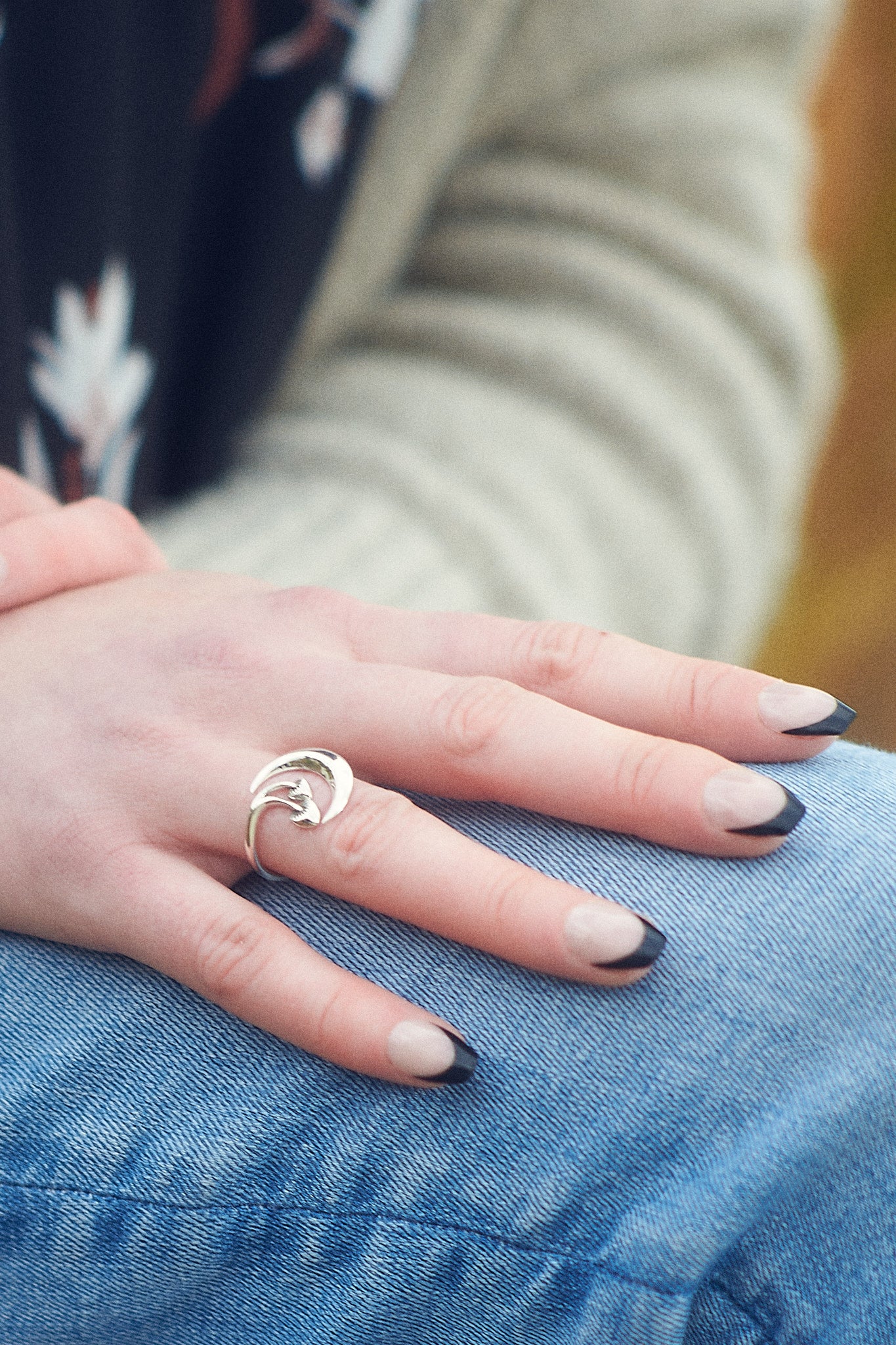 Forager Moon & Mushroom Silver Ring