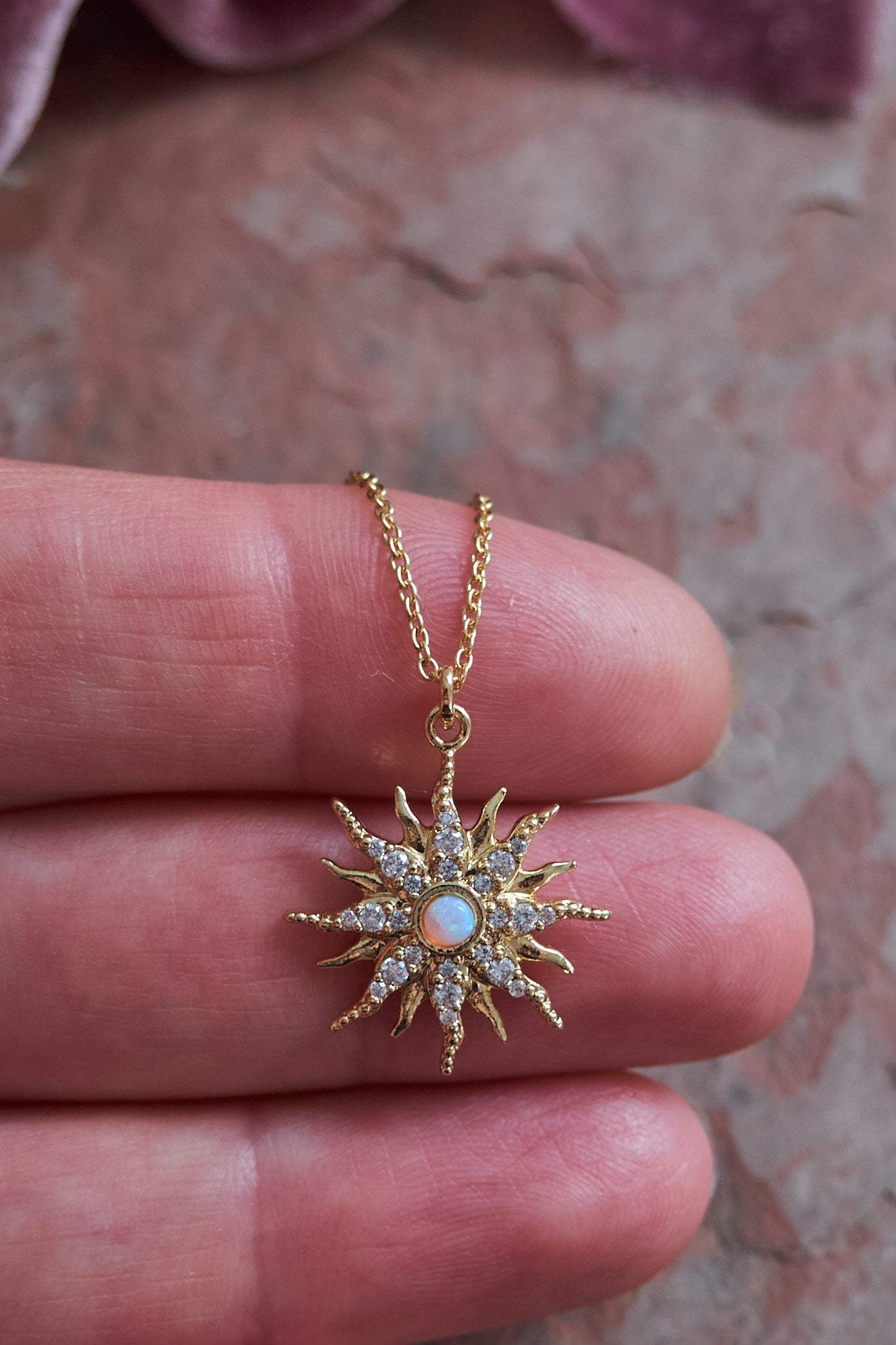 Sun opal necklace