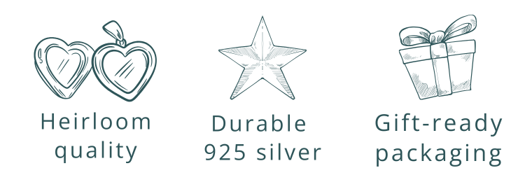 Set of icons and text describing product features on a white background