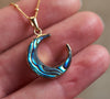 Rainbow crescent moon necklace of abalone shell