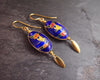 Vintage blue cloisonne enamel butterfly earrings