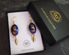 Vintage blue cloisonne enamel butterfly earrings