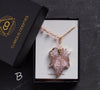 Pink stone leaf necklace in Curious Oddities gift box