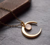 Handmade gold plated half moon necklace with white moonstone