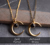 Gold crescent moon and onyx necklaces