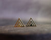Shiny gold geometric triangle stud earrings