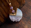 Raw Amethyst and agate pendulum crystal necklace