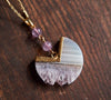 Amethyst and agate pendulum crystal necklace