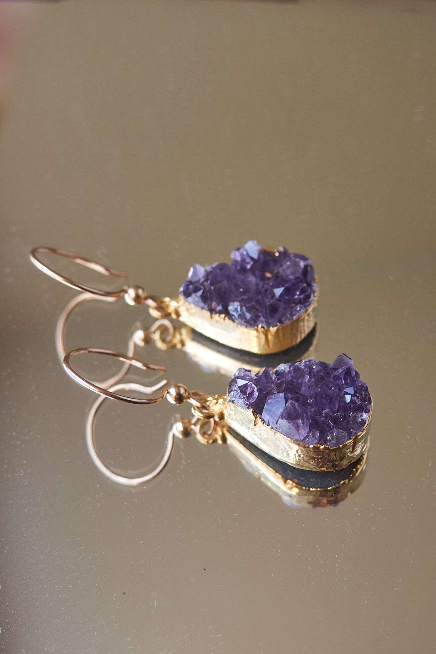 Raw amethyst drop earrings