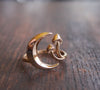 Gold crescent moon and mushroom ring