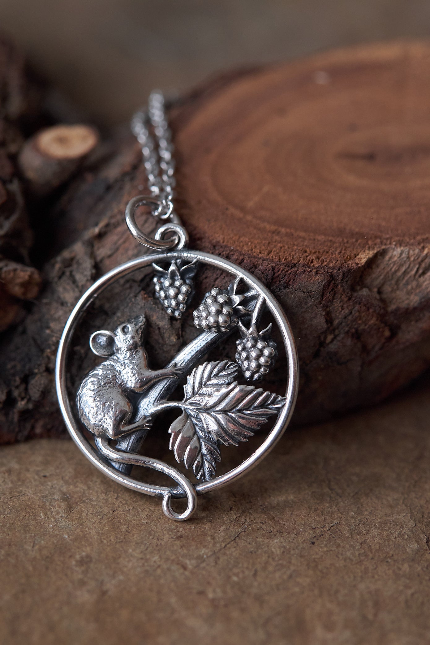 Blackberry Thief Sterling Silver Necklace