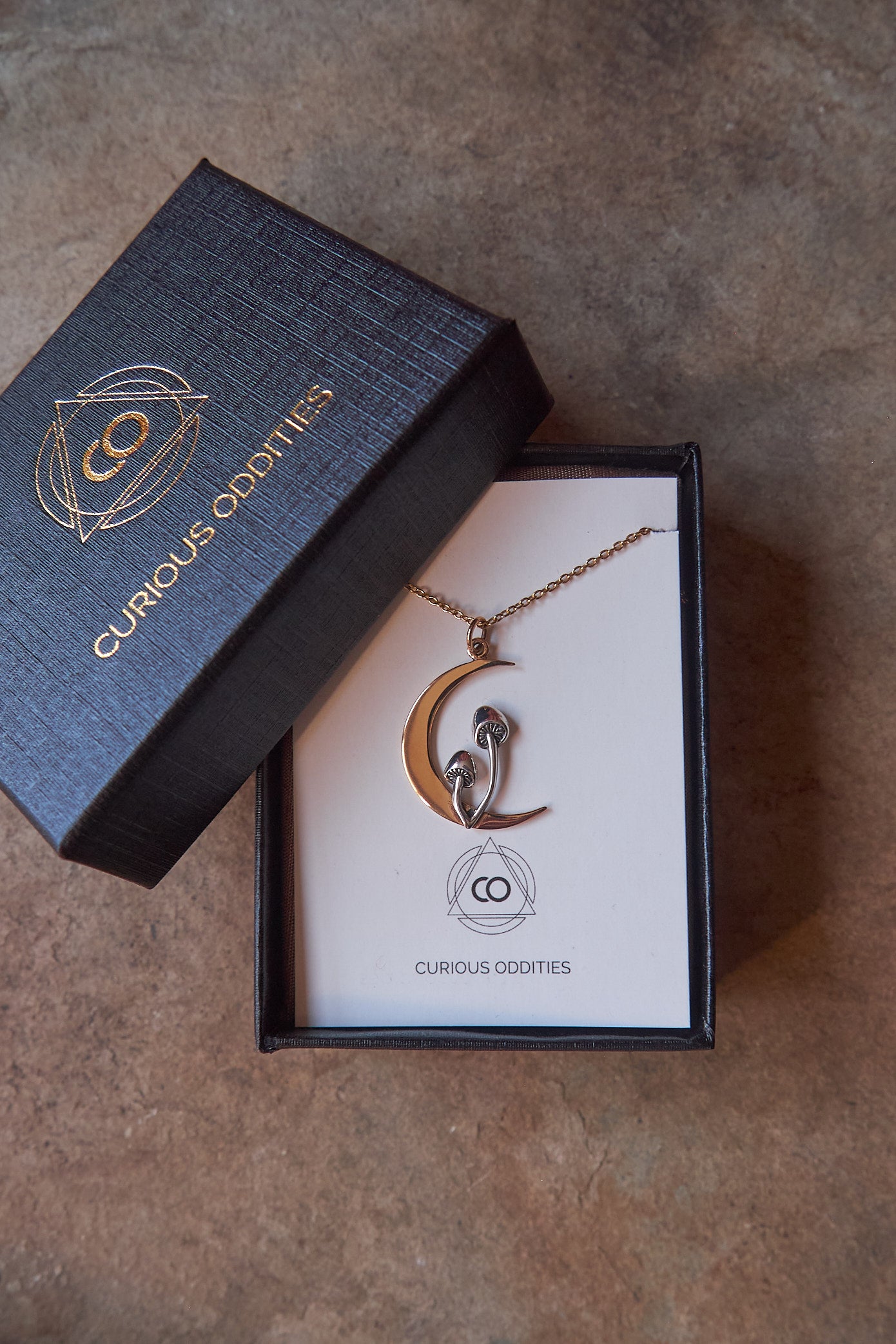 Forager Moon and Mushroom Necklace