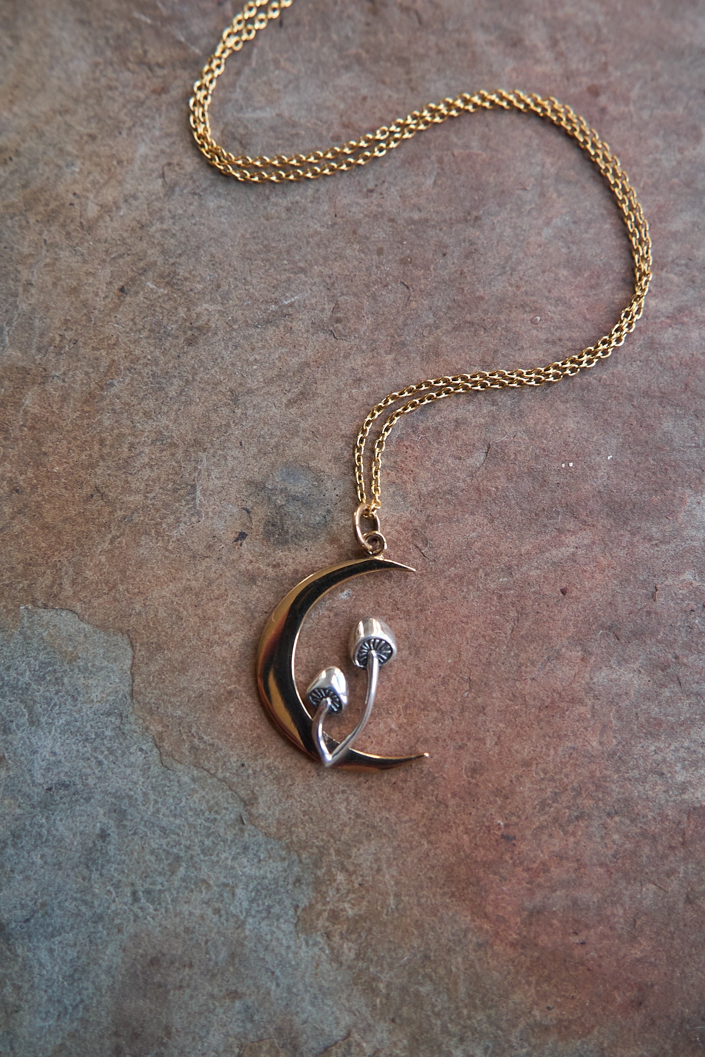 Forager Moon and Mushroom Necklace