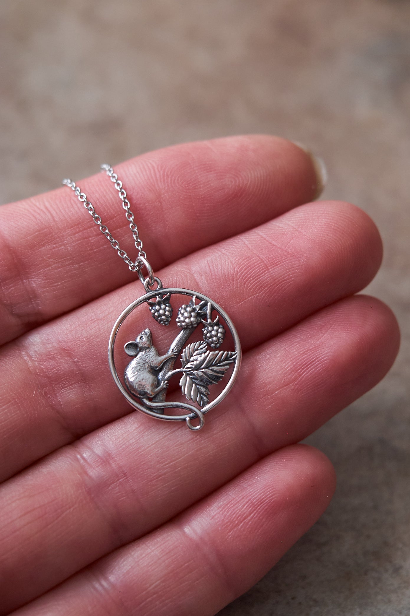 Blackberry Thief Sterling Silver Necklace