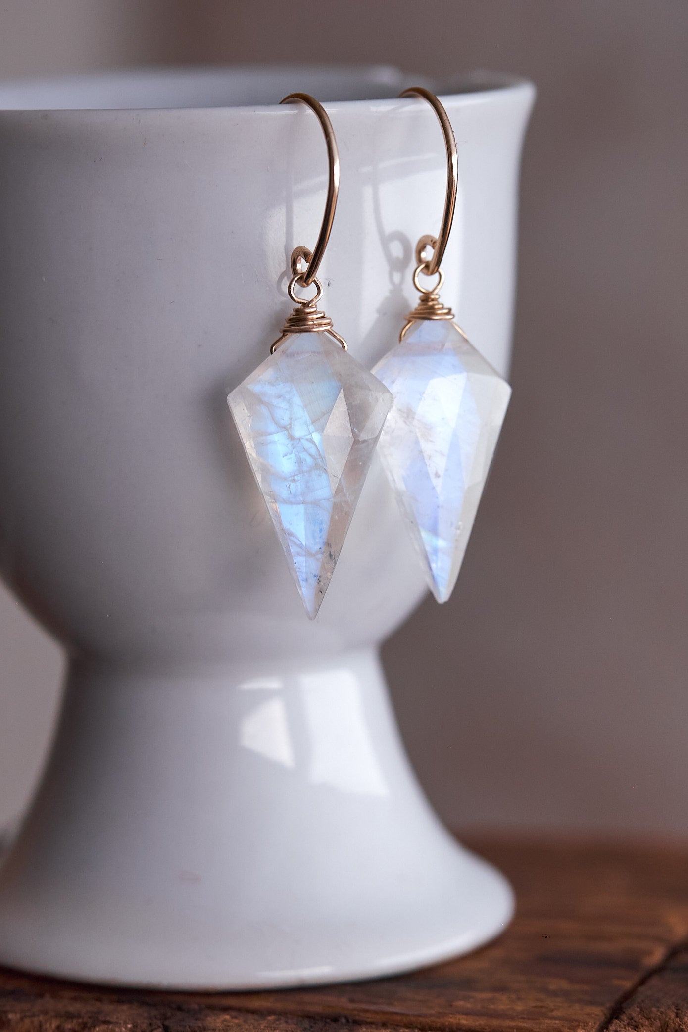 Moonstone dagger earrings