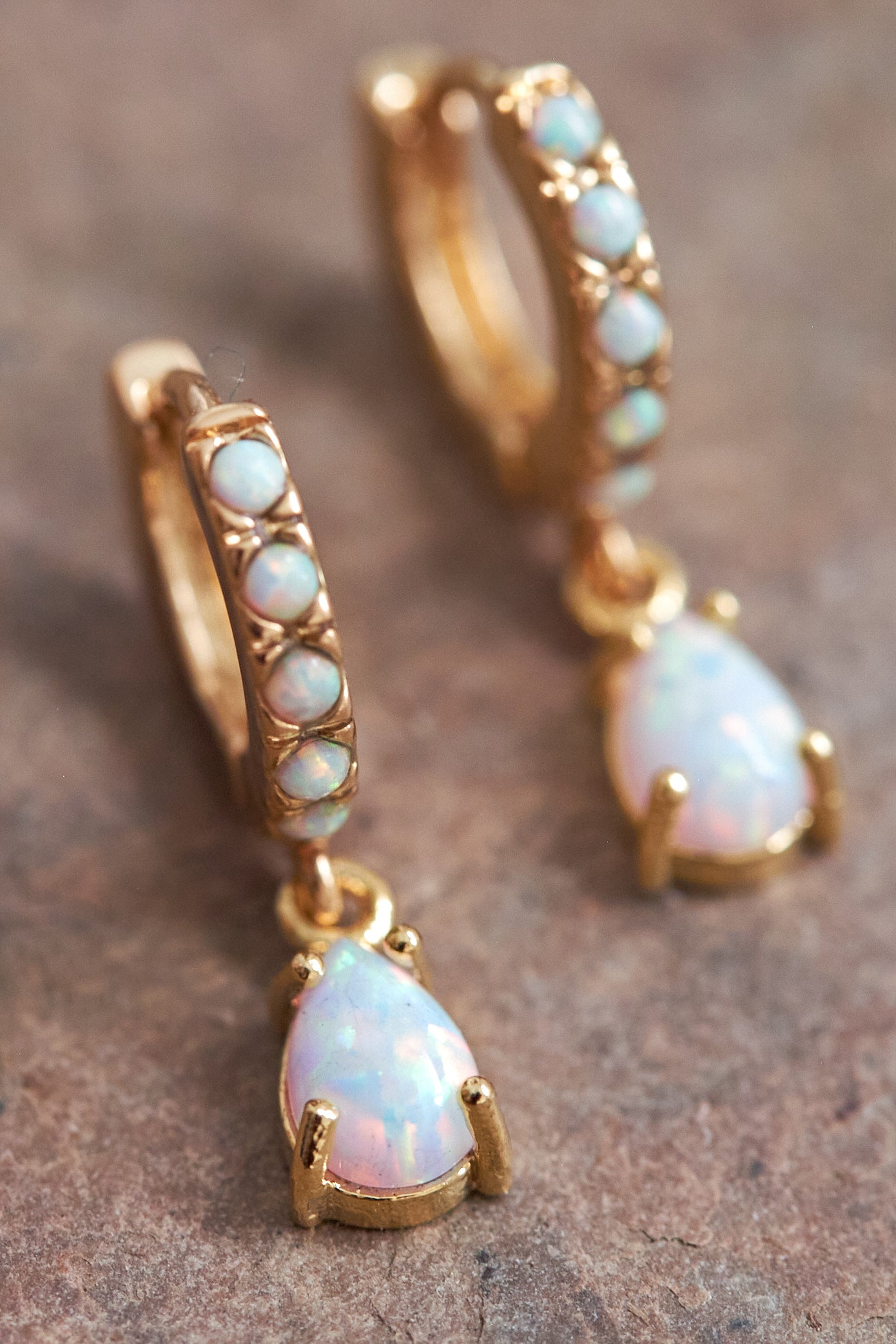 Opal Huggie Drop Earrings