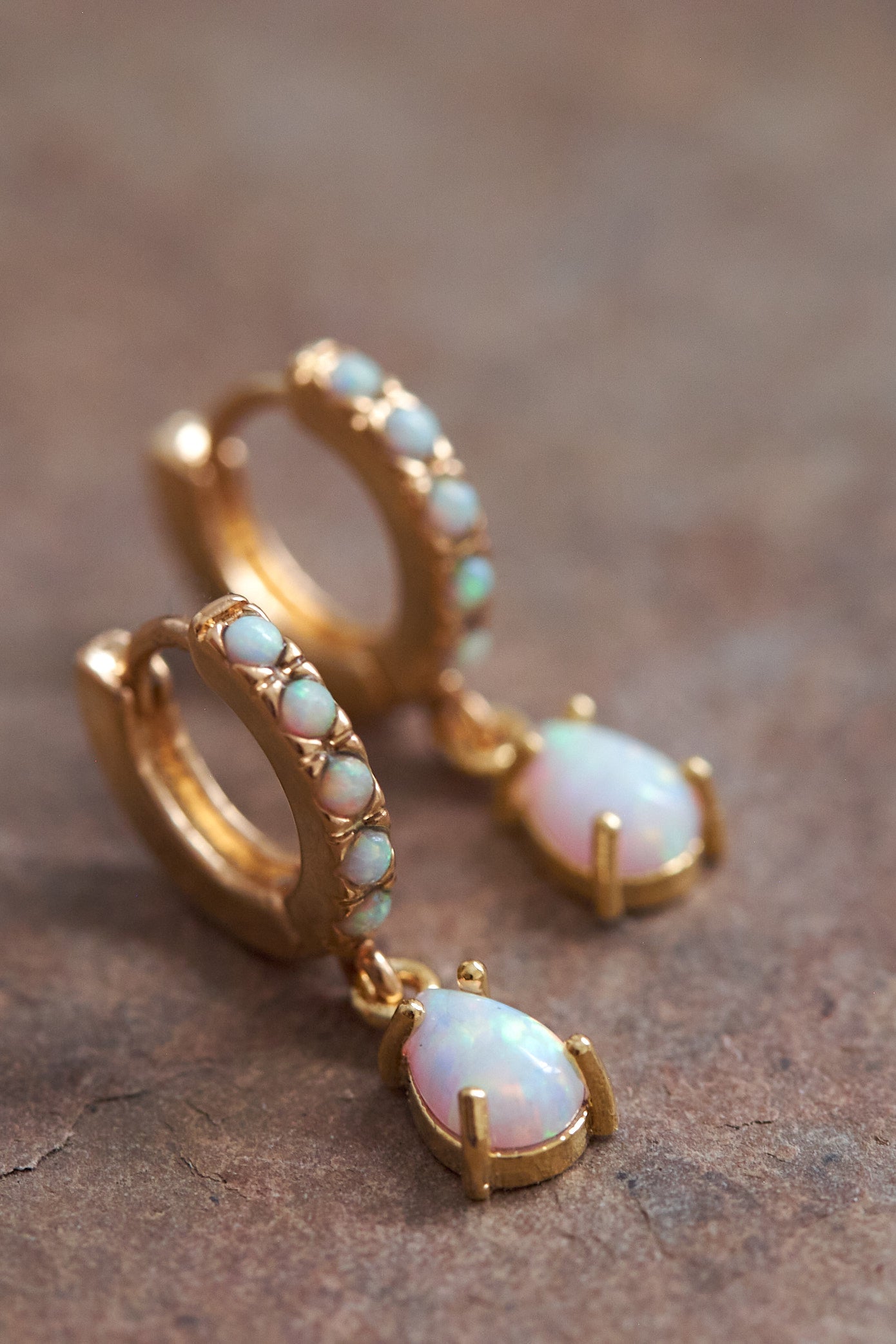 Opal Huggie Drop Earrings