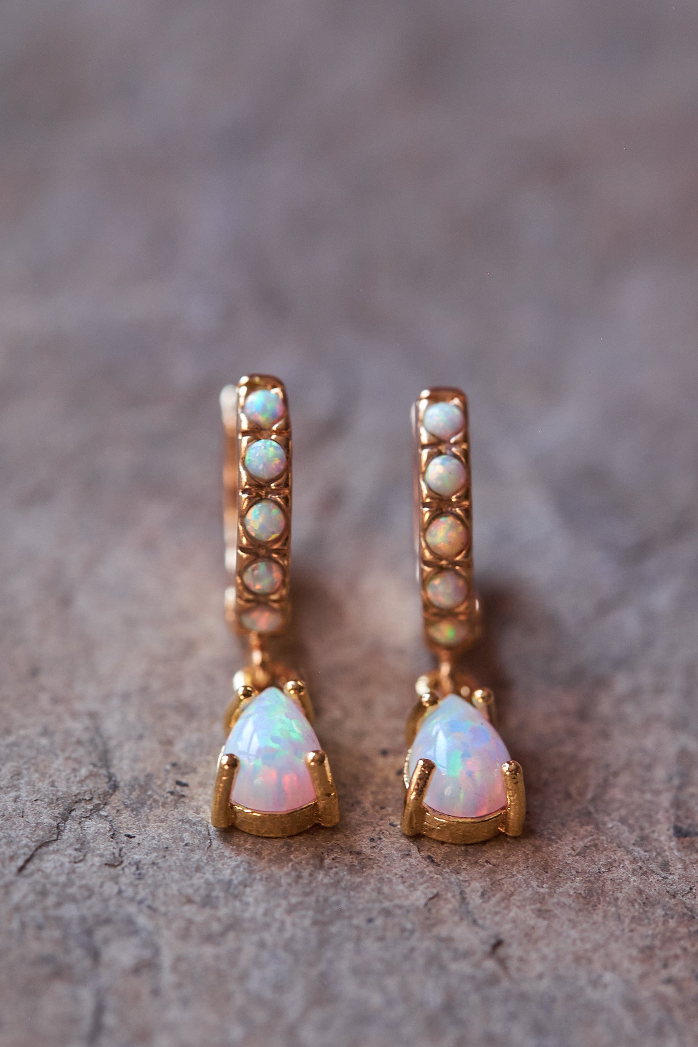 Opal Huggie Drop Earrings