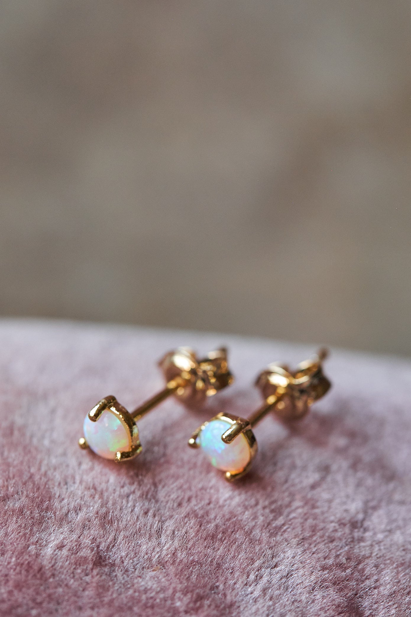 Teeny opal stud earrings