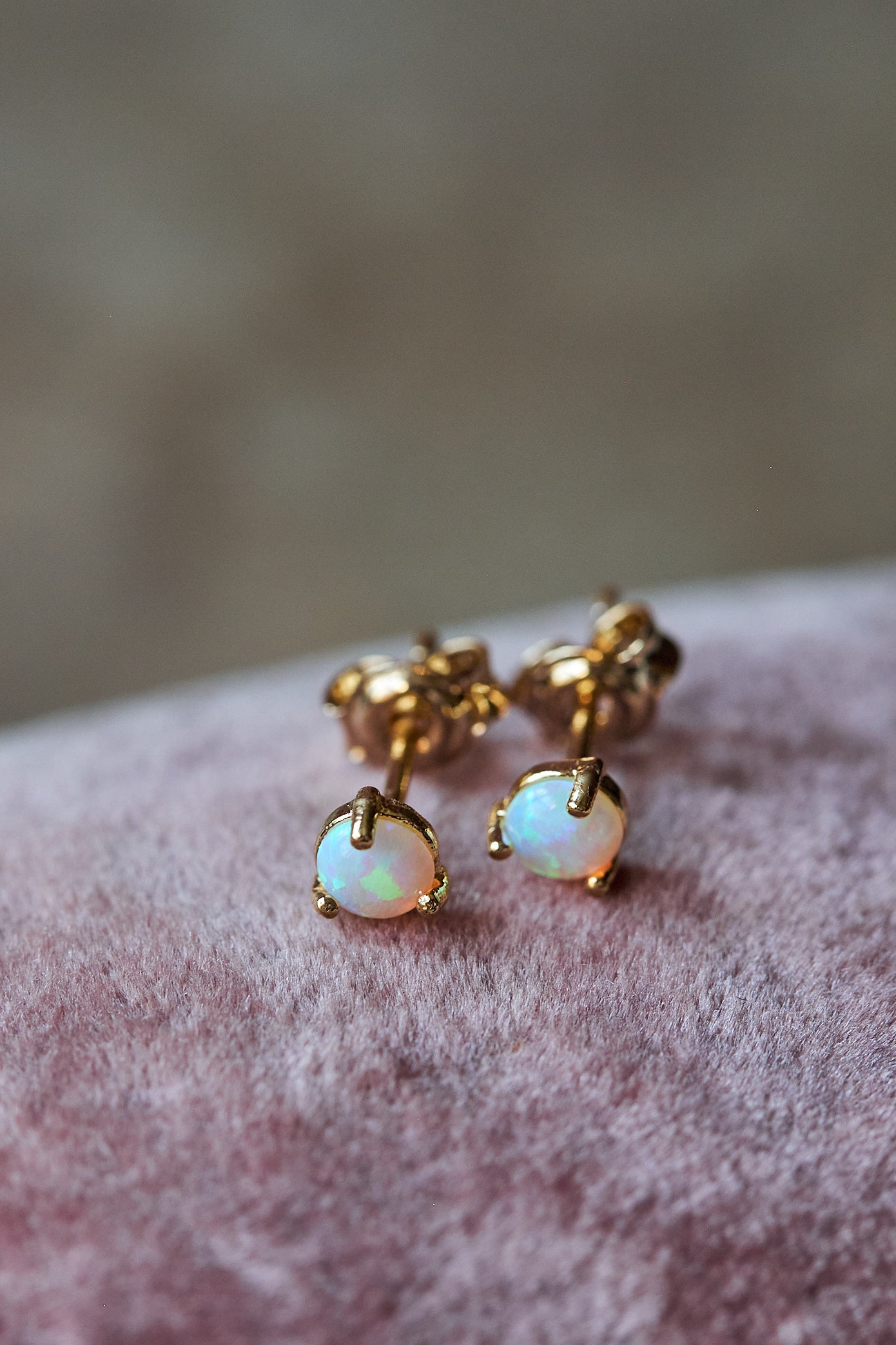 Teeny opal stud earrings