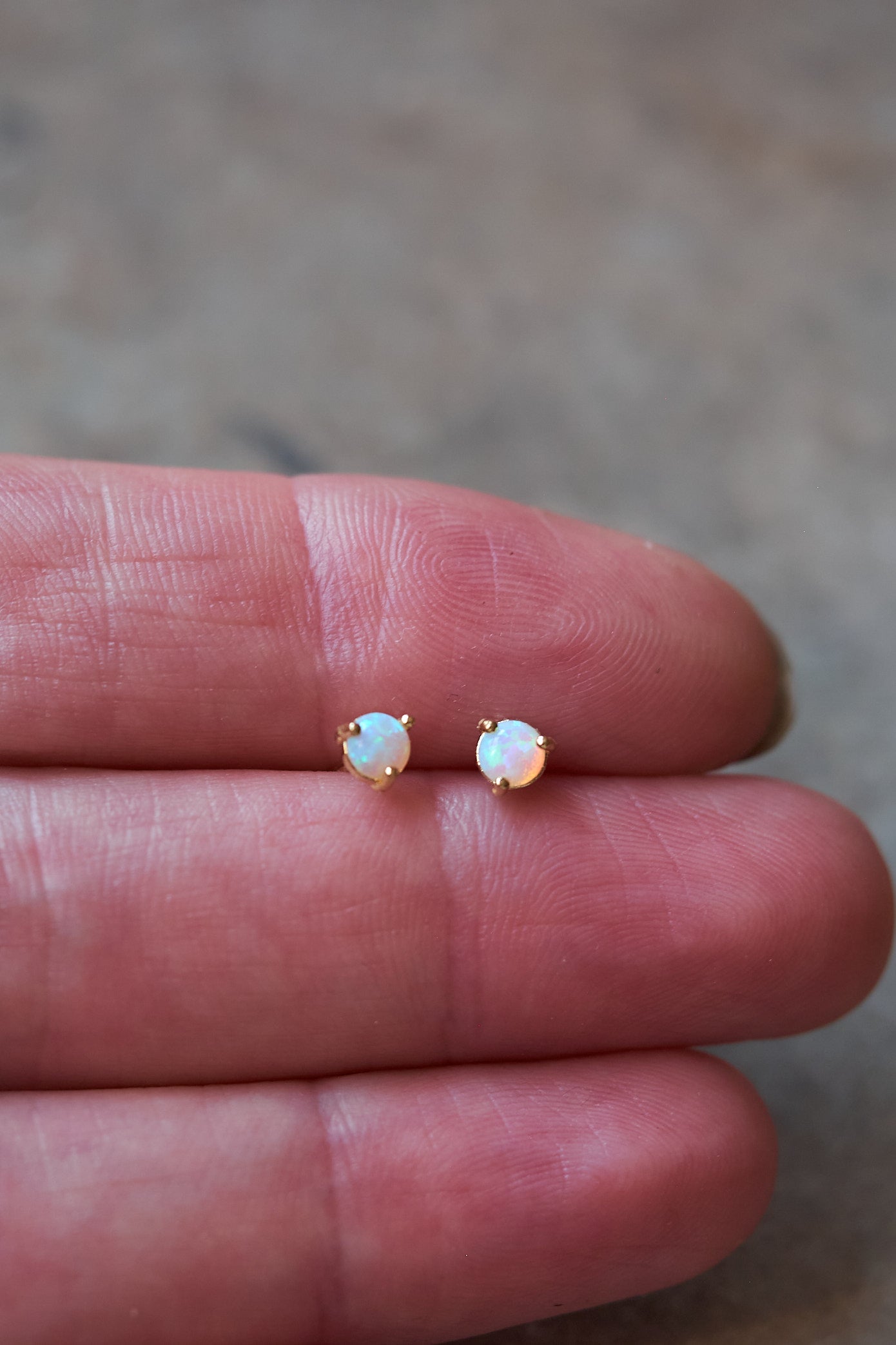 Teeny opal stud earrings