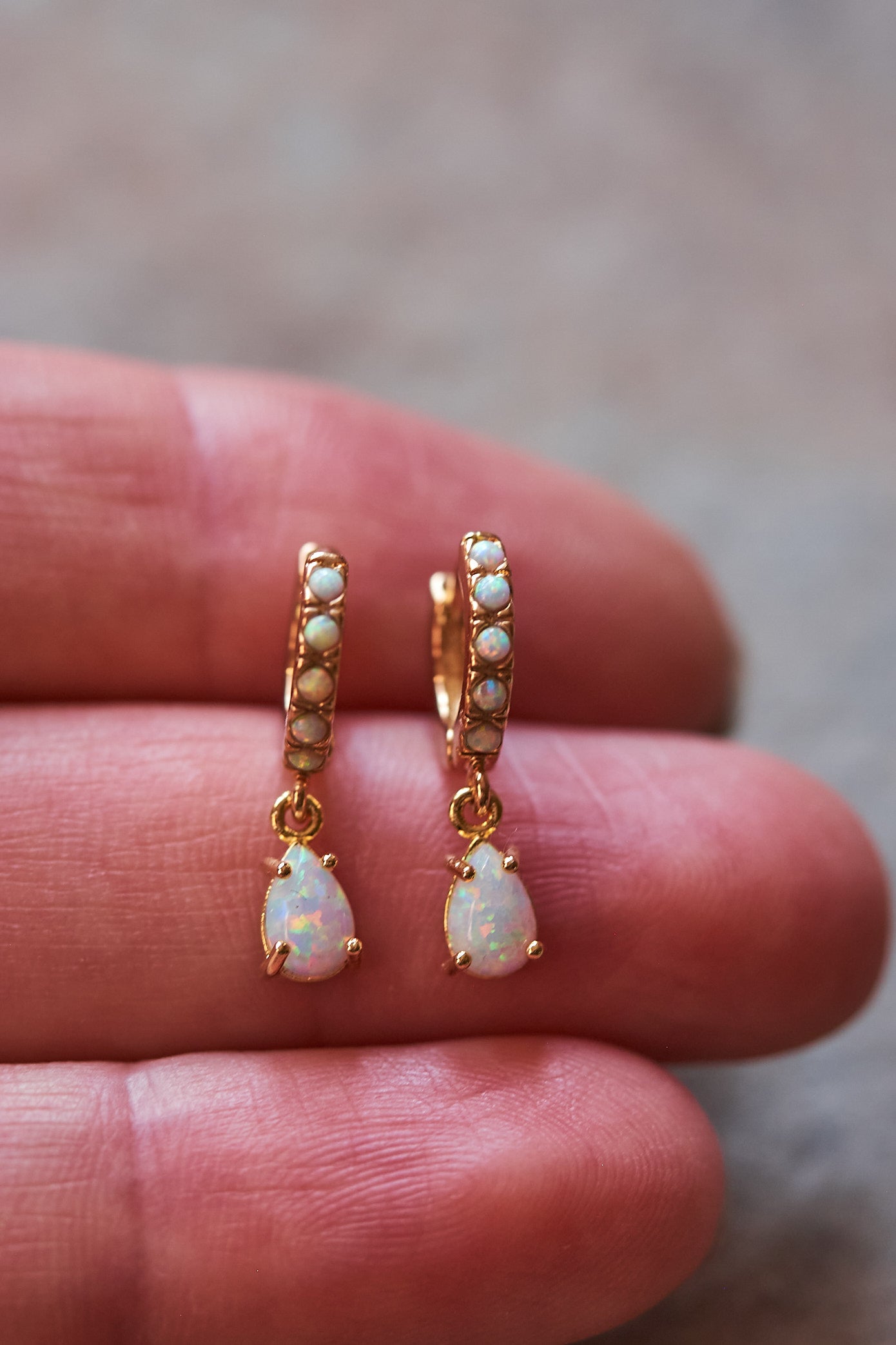 Opal Huggie Drop Earrings