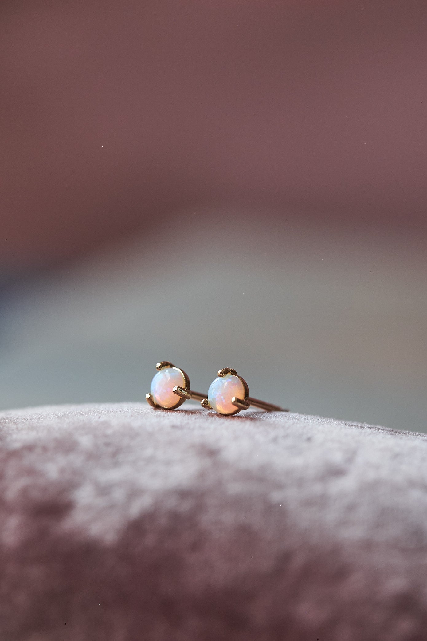 Teeny opal stud earrings