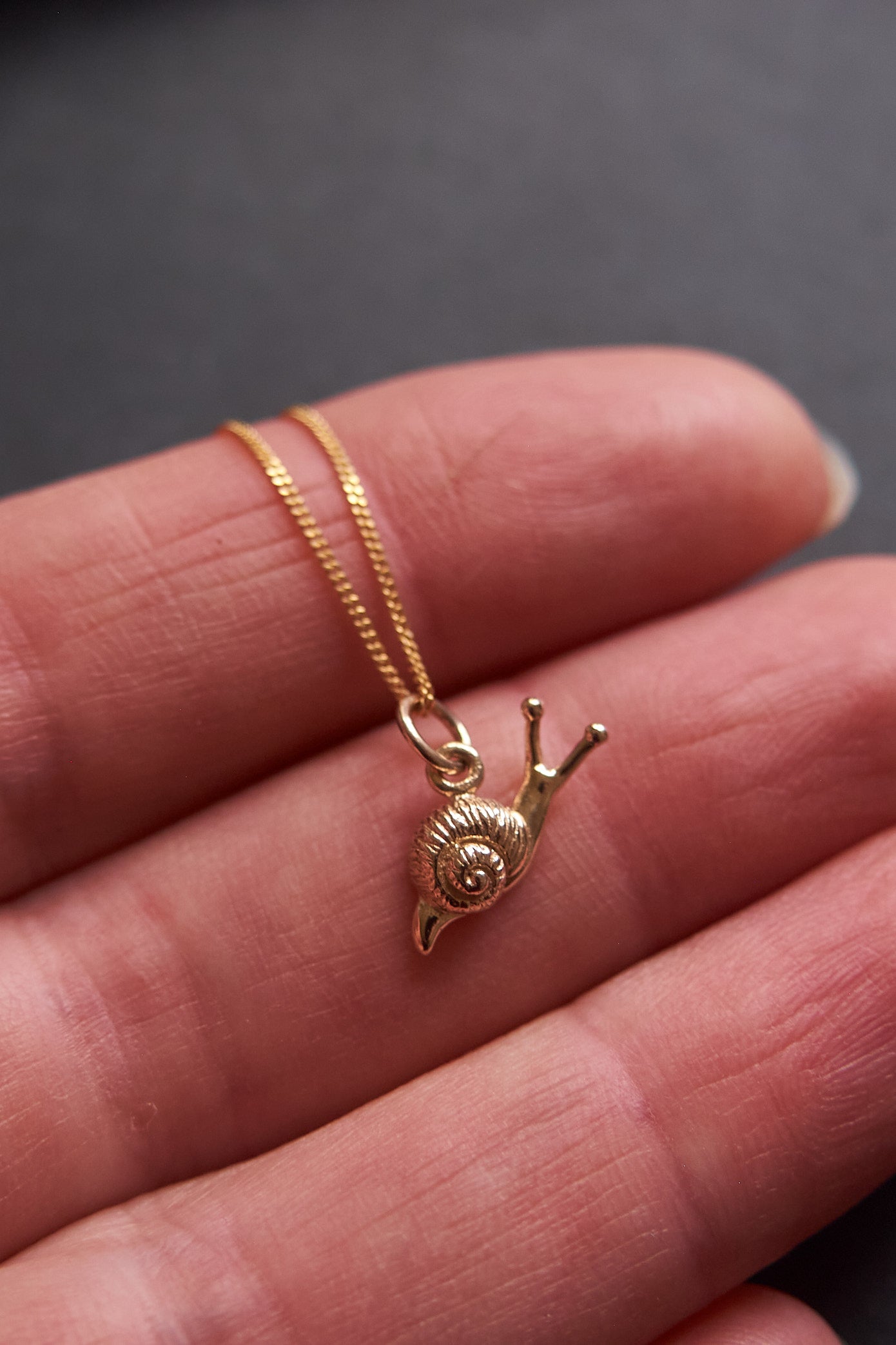 Cute Tiny Snail Stud Necklace: Bronze or Silver