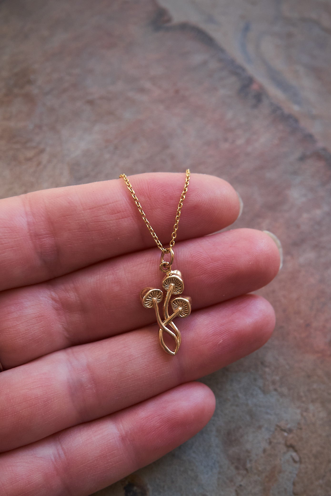 Forager Mushroom cluster Necklace: Gold or Silver