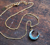 Celestial moon necklace on gold satellite chain