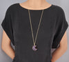 Long amethyst gemstone moon necklace