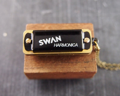 Black mini harmonica necklace