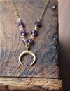 Short raw amethyst gemstone horn necklace