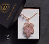 Natural agate and rose quartz leaf necklace