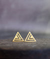Shiny gold geometric triangle stud earrings