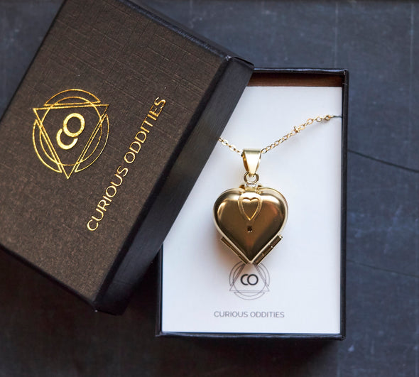 Heart locket necklace in a gift box