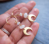 Moonstone and moon earrings