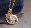 Dainty moon and star locket necklace for pictures