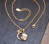 Dainty gold celestial locket necklace 