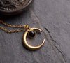 Black Onyx Halloween crescent moon necklace
